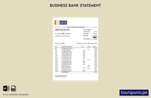 listo para imprimir Estado de cuenta de la organización bancaria empresarial RBB